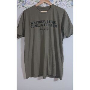 Patriot Crew XL Green Whiskey Steak Freedom Lightweight Casual Comfy T-Shirt Top